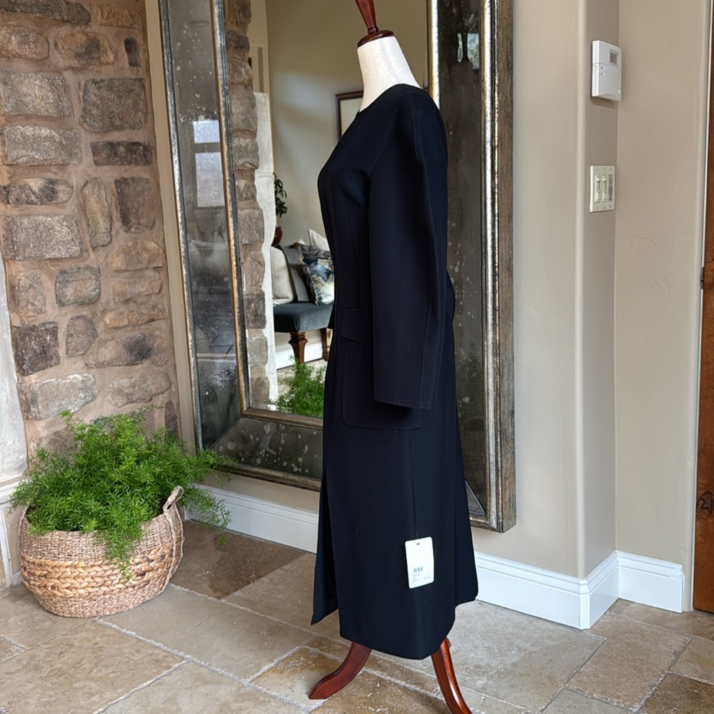 CO Black Wool Blend Midi Dress with Pockets, slit, Sculptural BNWT $1,025 - Picture 3 of 15